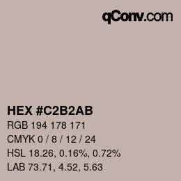 Color code: HEX #C2B2AB | qconv.com