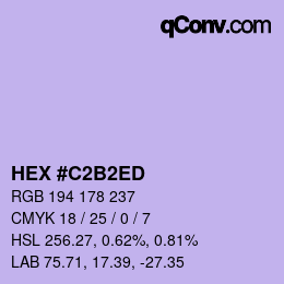 颜色代码: HEX #C2B2ED | qconv.com
