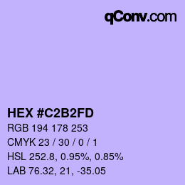 颜色代码: HEX #C2B2FD | qconv.com