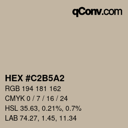 Color code: HEX #C2B5A2 | qconv.com