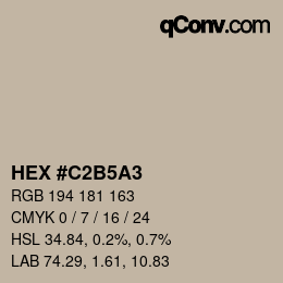 颜色代码: HEX #C2B5A3 | qconv.com