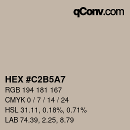 カラーコード: HEX #C2B5A7 | qconv.com