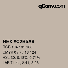 Código de color: HEX #C2B5A8 | qconv.com