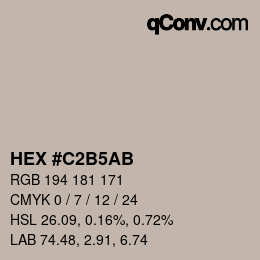 Color code: HEX #C2B5AB | qconv.com