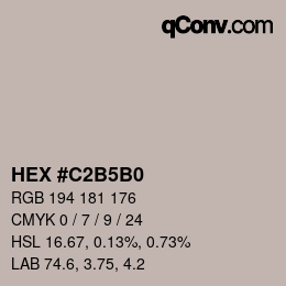 カラーコード: HEX #C2B5B0 | qconv.com
