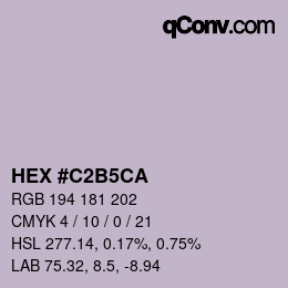颜色代码: HEX #C2B5CA | qconv.com