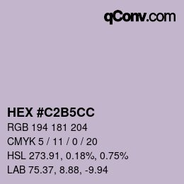 カラーコード: HEX #C2B5CC | qconv.com
