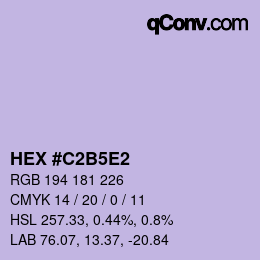 Código de color: HEX #C2B5E2 | qconv.com