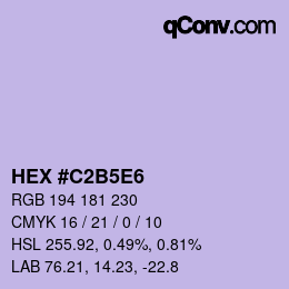 Código de color: HEX #C2B5E6 | qconv.com