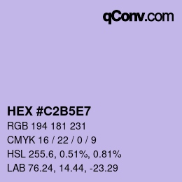 Code couleur: HEX #C2B5E7 | qconv.com