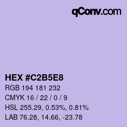 Farbcode: HEX #C2B5E8 | qconv.com