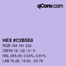 Color code: HEX #C2B5E8 | qconv.com