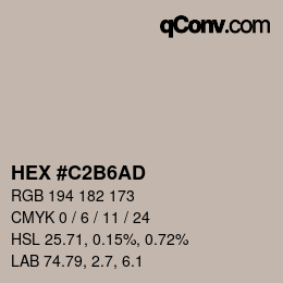 Código de color: HEX #C2B6AD | qconv.com