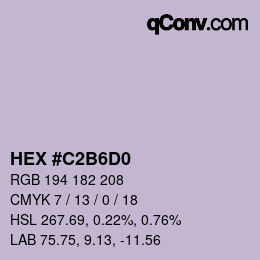 颜色代码: HEX #C2B6D0 | qconv.com
