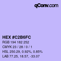 颜色代码: HEX #C2B6FC | qconv.com
