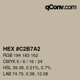 Color code: HEX #C2B7A2 | qconv.com
