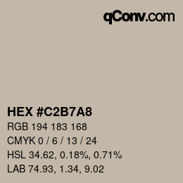 Color code: HEX #C2B7A8 | qconv.com