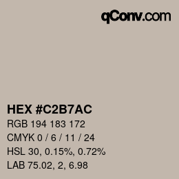 カラーコード: HEX #C2B7AC | qconv.com