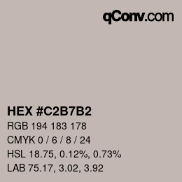 カラーコード: HEX #C2B7B2 | qconv.com