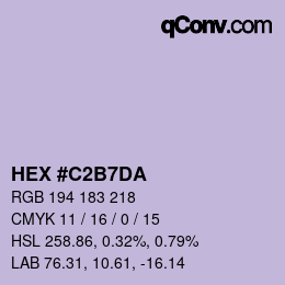 カラーコード: HEX #C2B7DA | qconv.com