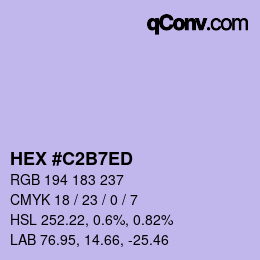 颜色代码: HEX #C2B7ED | qconv.com