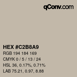 Código de color: HEX #C2B8A9 | qconv.com