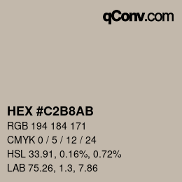 カラーコード: HEX #C2B8AB | qconv.com