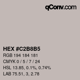 カラーコード: HEX #C2B8B5 | qconv.com