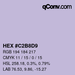 Color code: HEX #C2B8D9 | qconv.com