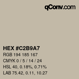カラーコード: HEX #C2B9A7 | qconv.com