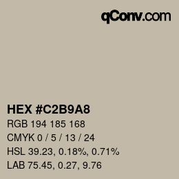 Color code: HEX #C2B9A8 | qconv.com