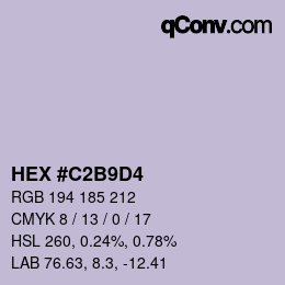 カラーコード: HEX #C2B9D4 | qconv.com