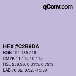 颜色代码: HEX #C2B9DA | qconv.com