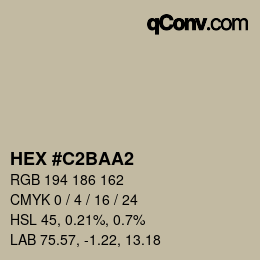 Color code: HEX #C2BAA2 | qconv.com