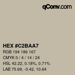 Color code: HEX #C2BAA7 | qconv.com