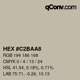カラーコード: HEX #C2BAA8 | qconv.com