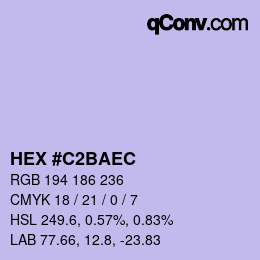 カラーコード: HEX #C2BAEC | qconv.com