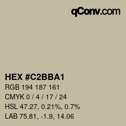 Color code: HEX #C2BBA1 | qconv.com