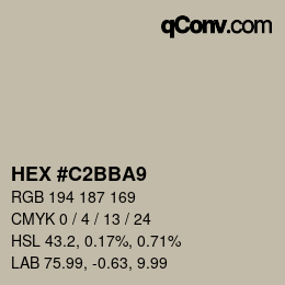 Farbcode: HEX #C2BBA9 | qconv.com
