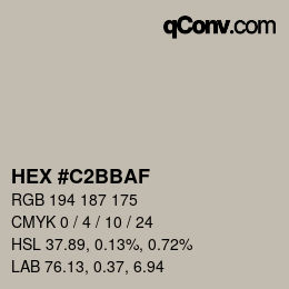 Color code: HEX #C2BBAF | qconv.com