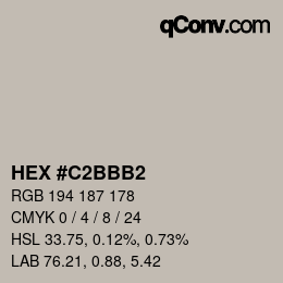 Code couleur: HEX #C2BBB2 | qconv.com