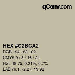 カラーコード: HEX #C2BCA2 | qconv.com