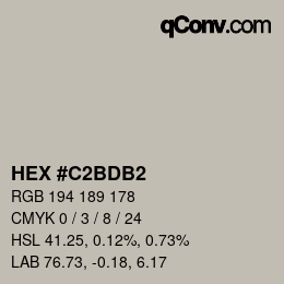 カラーコード: HEX #C2BDB2 | qconv.com