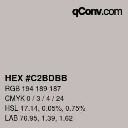 カラーコード: HEX #C2BDBB | qconv.com