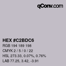 颜色代码: HEX #C2BDC6 | qconv.com