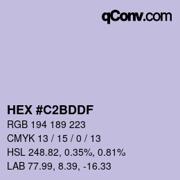 カラーコード: HEX #C2BDDF | qconv.com