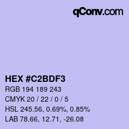 Color code: HEX #C2BDF3 | qconv.com
