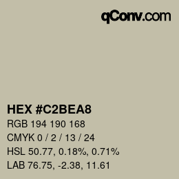 Color code: HEX #C2BEA8 | qconv.com