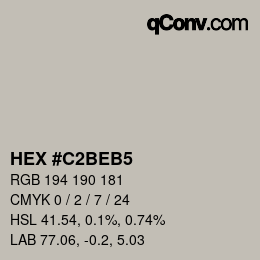 Color code: HEX #C2BEB5 | qconv.com