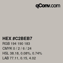 Farbcode: HEX #C2BEB7 | qconv.com